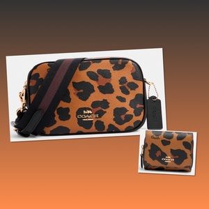 Coach Set Jes Crossbody and Trifold Wallet Leopard